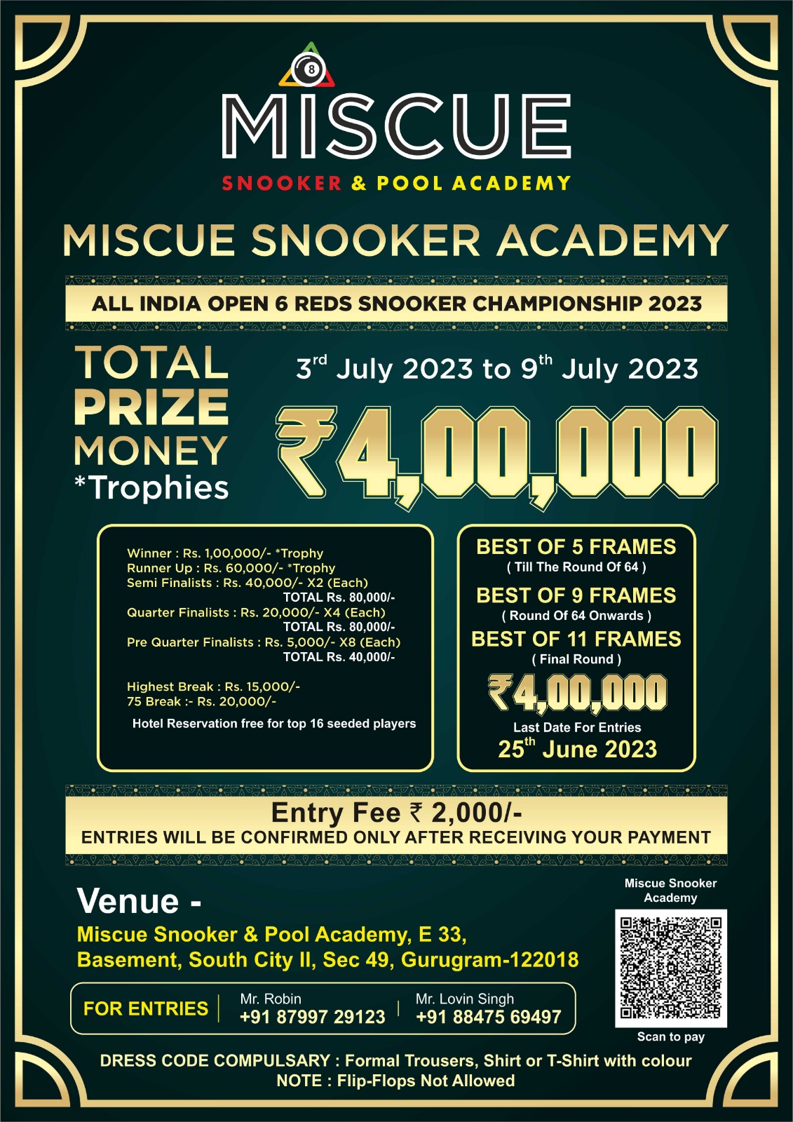 CSI All India Open 6Red Snooker Championship 2023